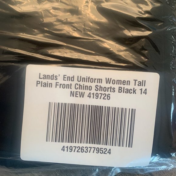 NWT LANDS' END UNIFORM WOMEN'S PLAIN FRONT CHINO SHORTS BLACK 4T, 14T (TALL) - Picture 8 of 9